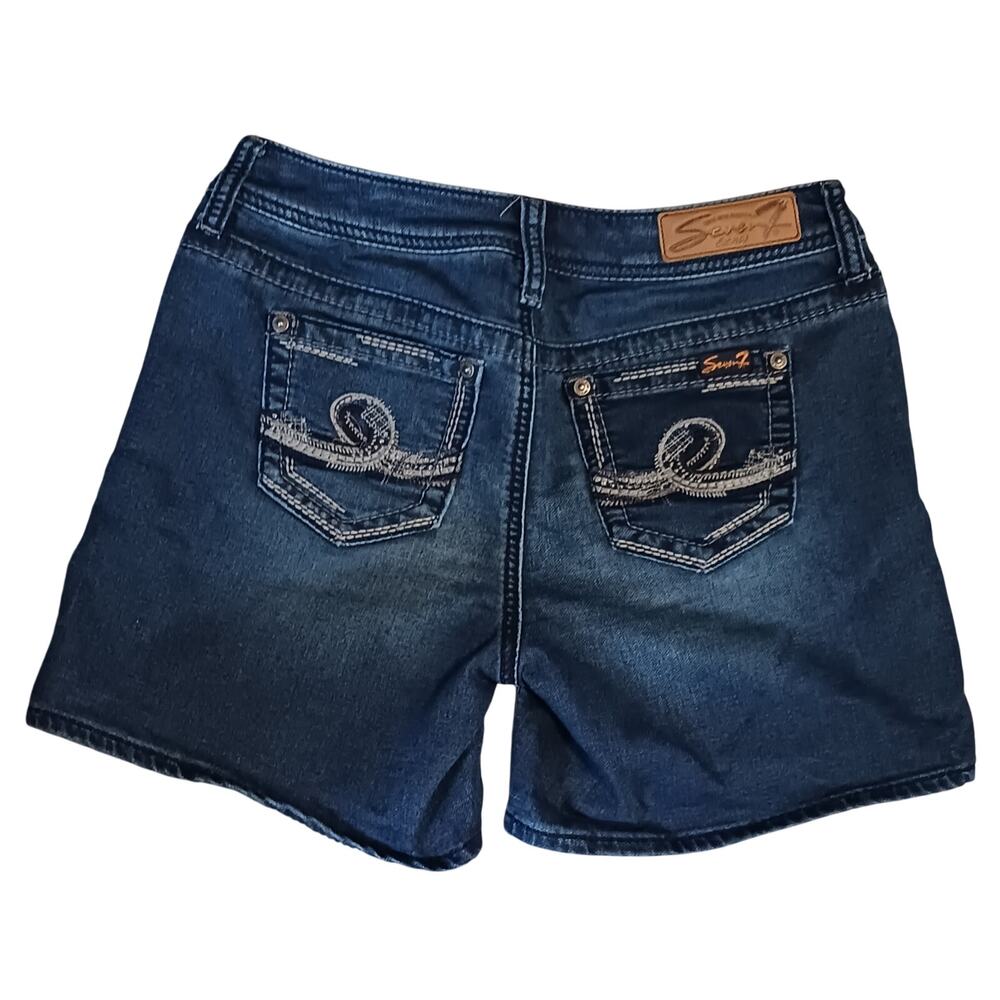 Seven7 Womens Bermuda Low-Rise Dark Wash Denim Shorts Size 4 28Wx5.5L
